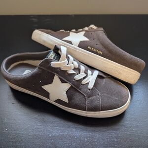 Vintage Havana Brown and White Star Sneakers